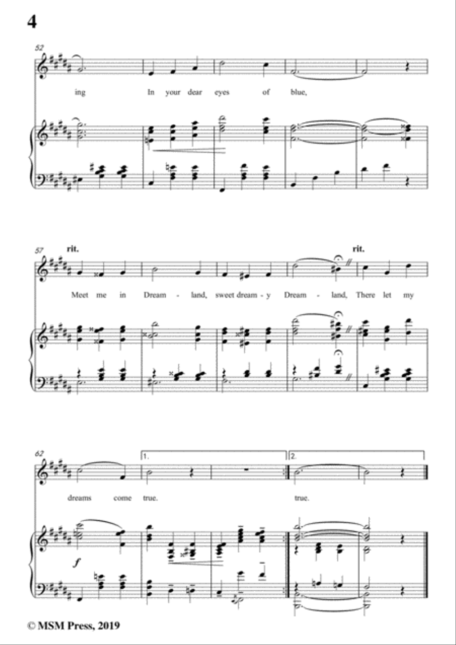 Leo Friedman-Meet Me Tonight in Dreamland,in B Major,for Voic&Piano Voice scores gallery preview page 6