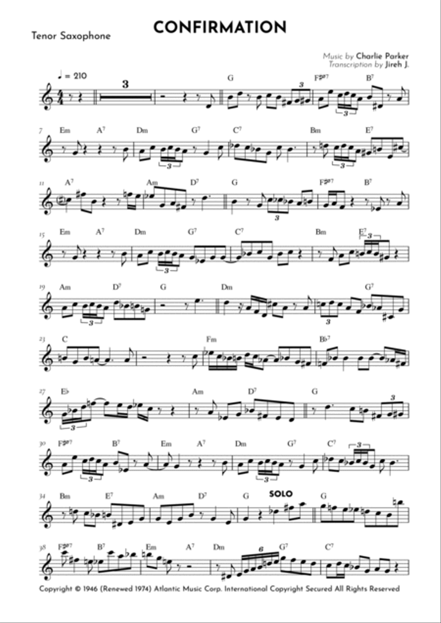 Confirmation Confirmation Tenor Saxophone scores gallery preview page 2