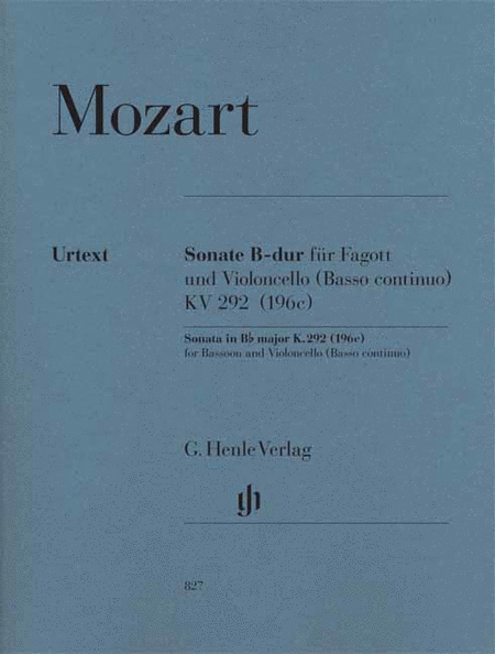 Mozart : Sonata In B-flat Major K.292 (196c) for Bassoon And Violoncello(Basso continuo)