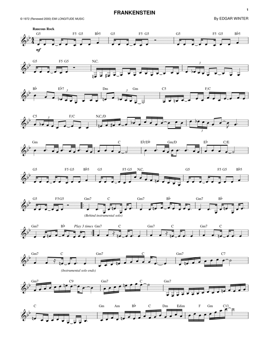 Frankenstein Frankenstein Piano scores gallery preview page 1