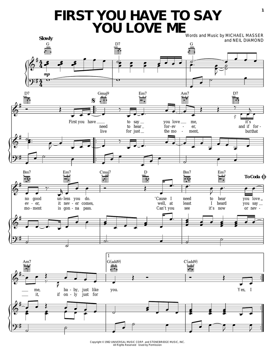 First You Have To Say You Love Me Piano, Vocal, Guitar scores gallery preview page 1