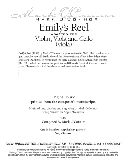 Emily's Reel (viola part - vln, vla, cel) image number null