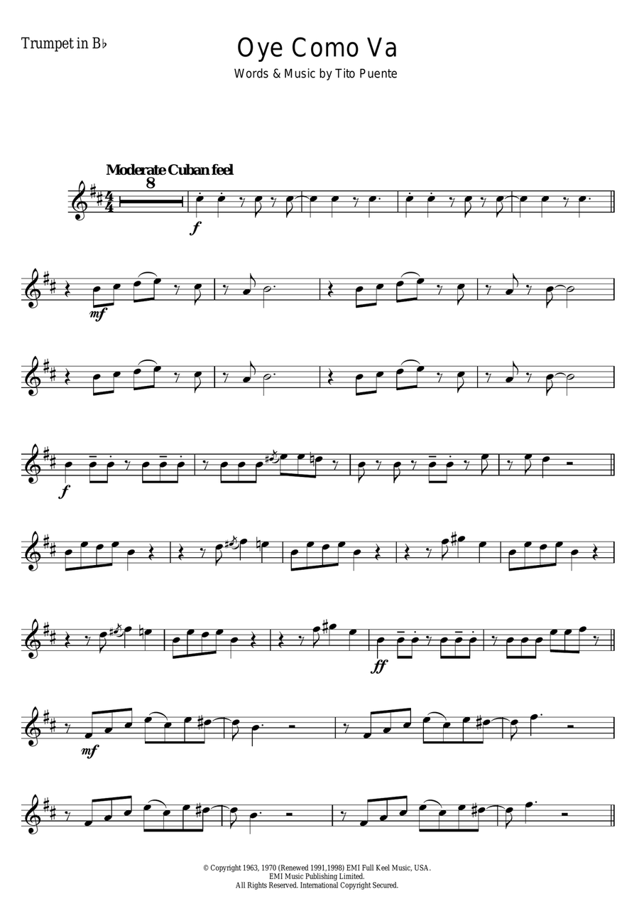 Oye Como Va Trumpet Solo scores gallery preview page 1