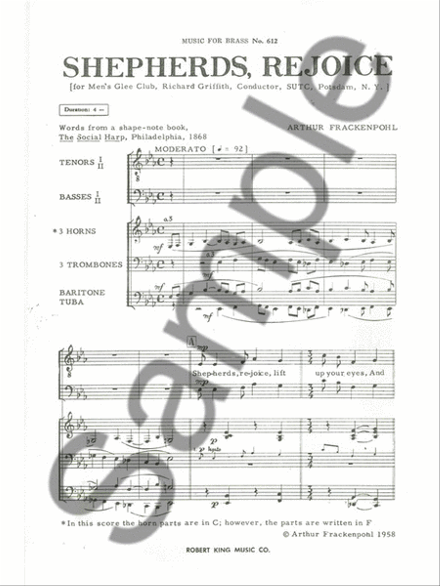 Shepherds Rejoice (choral-male Accompanied) TTBB scores gallery preview page 2
