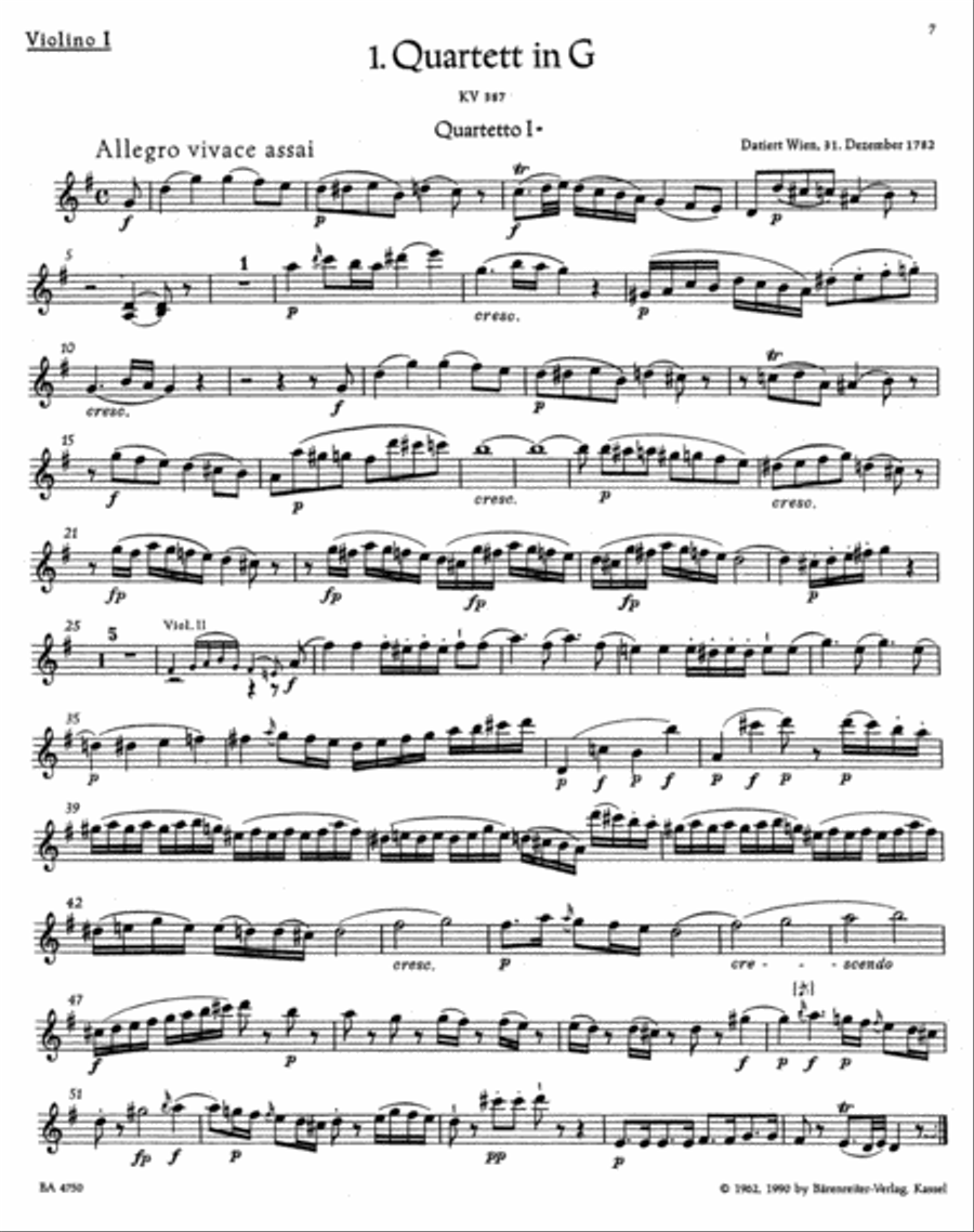 The Ten Celebrated String Quartets K. 387, 421, 458, 428, 464, 465, 499, 575, 589, 590 String Quartet scores gallery preview page 2