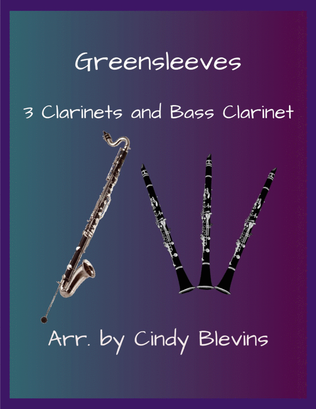 Book cover for Greensleeves, for Three Clarinets and Bass Clarinet