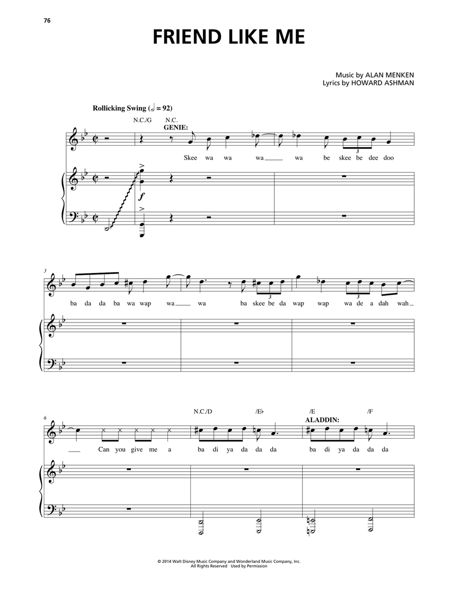 Friend Like Me (Stageplay Version) (from Aladdin: The Broadway Musical) Voice scores gallery preview page 1