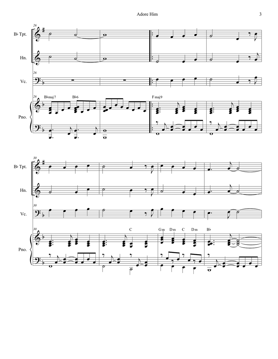 Adore Him Brass Duet scores gallery preview page 3