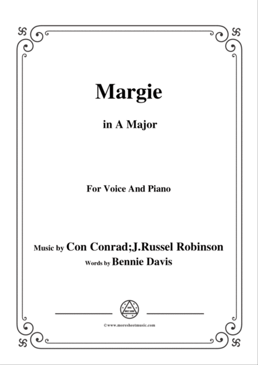 Con Conrad;J. Russel Robinson-Margie,in A Major,for Voice&Piano Voice scores gallery preview page 1