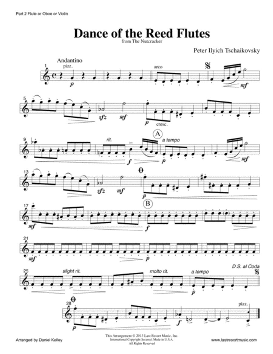 Dance of the Reed Flutes from The Nutcracker for Flute Trio (Two Flutes & Alto Flute) Small Ensemble scores gallery preview page 5