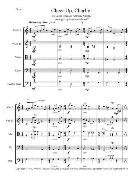 Cheer Up, Charlie by Leslie Bricusse String Orchestra - Digital Sheet Music