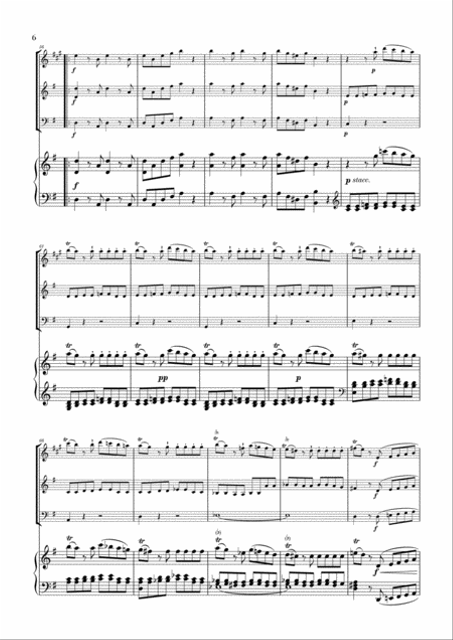 Eine Kleine Nachtmusik for Clarinet, Violin, Cello and Piano Acoustic Guitar scores gallery preview page 6