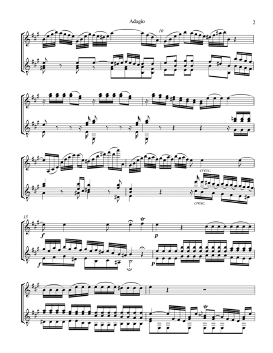 Adagio from String Quartet No. 8, Op. 2 No. 2 for violin and guitar Violin scores gallery preview page 3