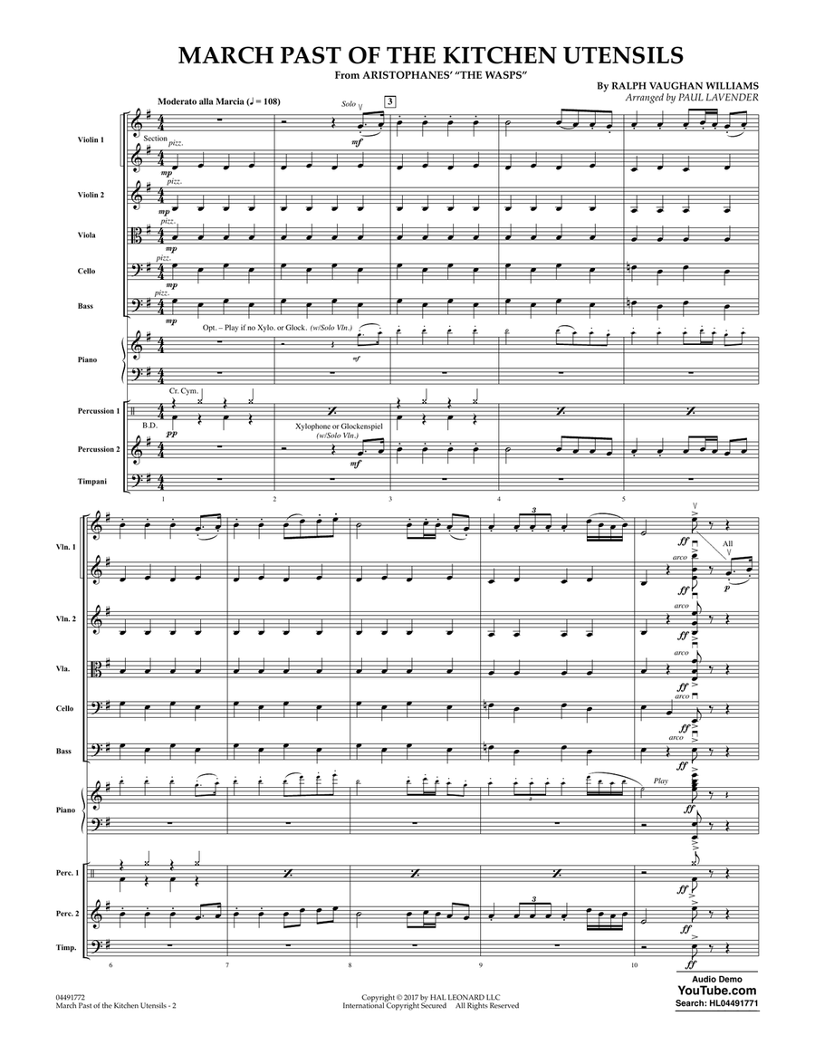 March Past of the Kitchen Utensils (from The Wasps) - Conductor Score (Full Score) String Orchestra scores gallery preview page 2