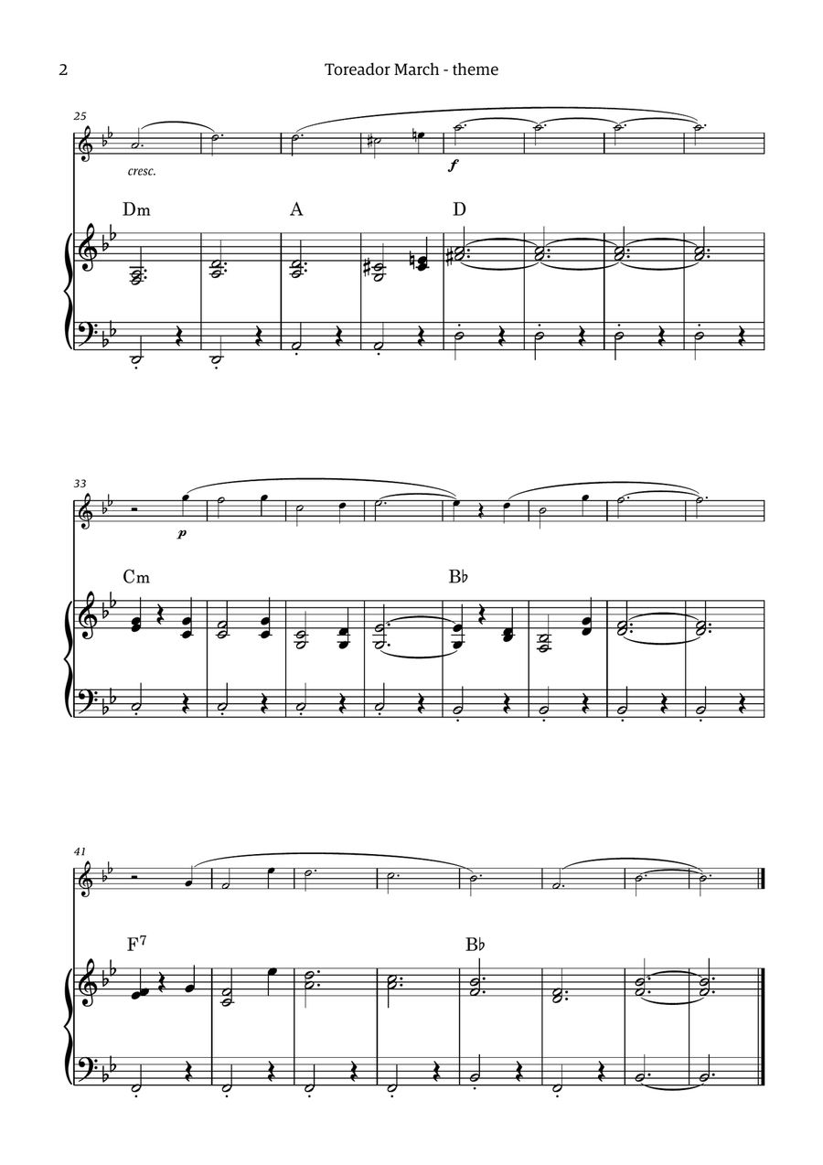 Toreador March (from the opera Carmen) - easy version Chamber Music scores gallery preview page 2