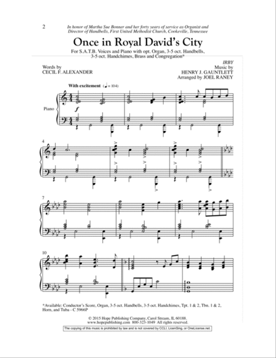 Once in Royal David's City 4-Part scores gallery preview page 2