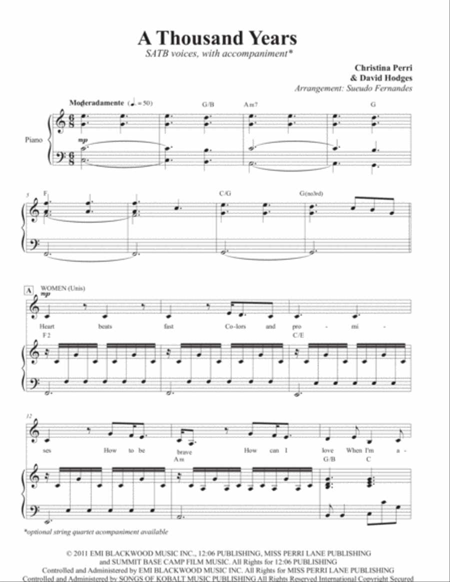 A Thousand Years A Thousand Years 4-Part scores gallery preview page 1