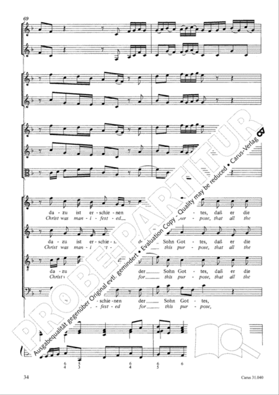 Christ was manifested for this purpose (Dazu ist erschienen der Sohn Gottes) ATB scores gallery preview page 35