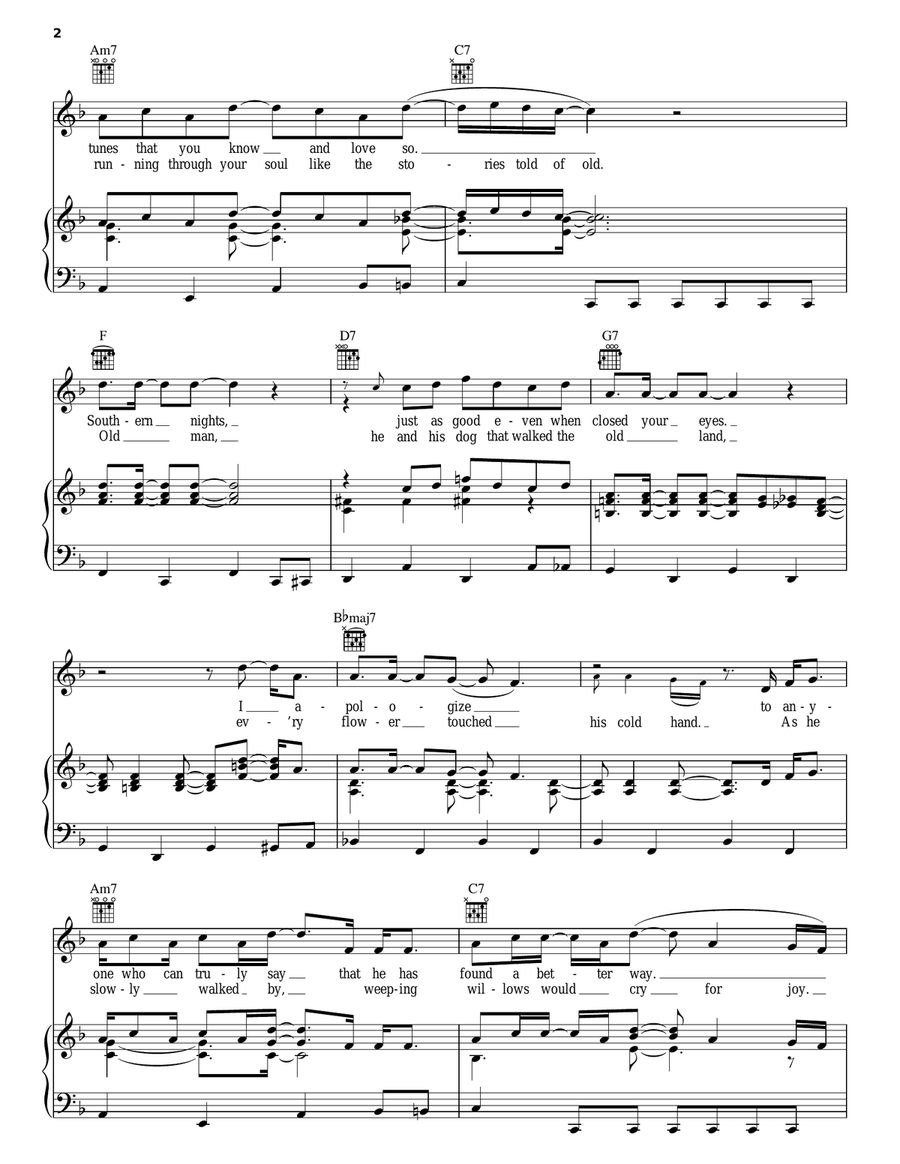 Southern Nights Southern Nights Piano, Vocal, Guitar scores gallery preview page 2