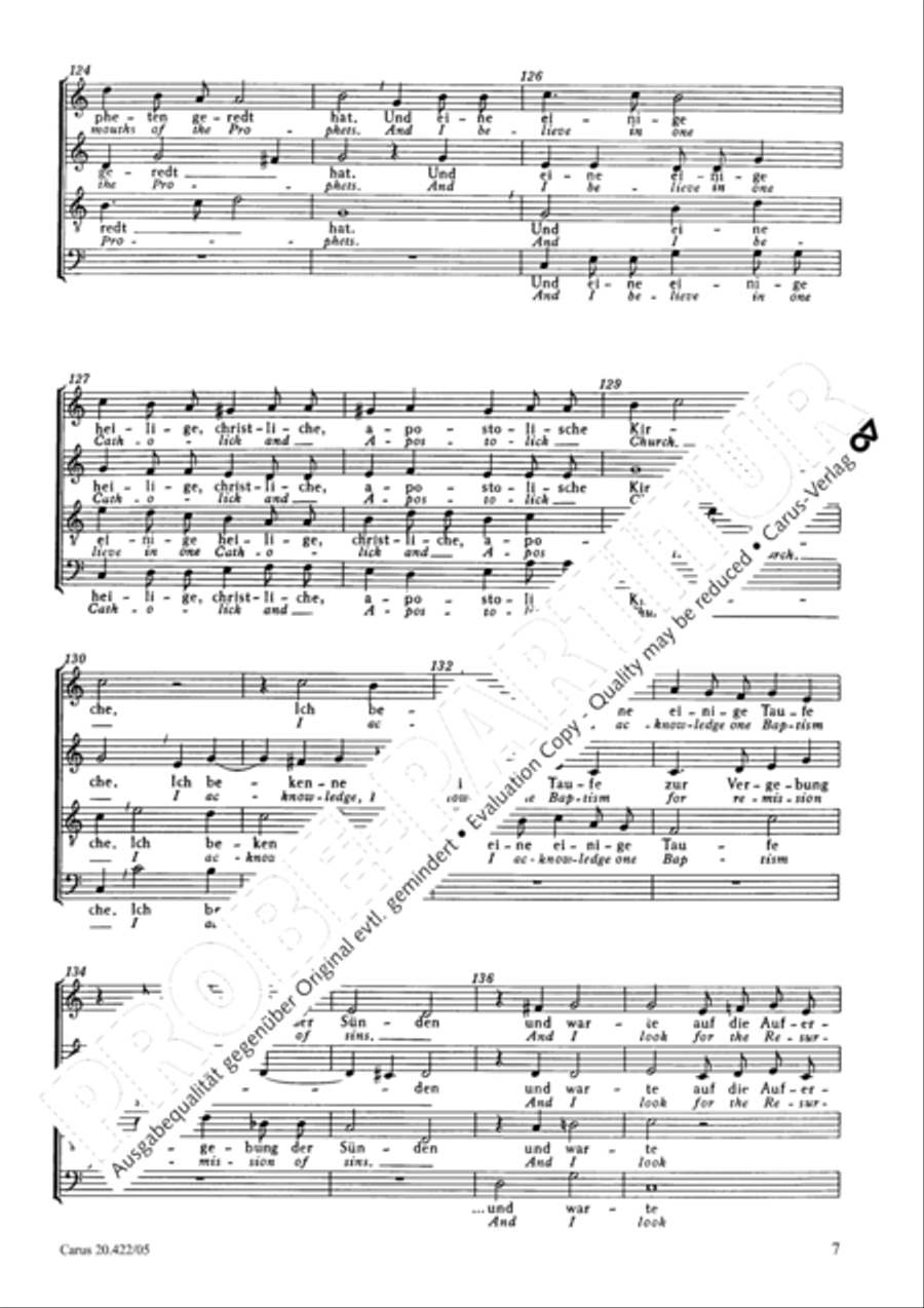 I belive in one god (Ich glaube an einen einigen Gott) 4-Part scores gallery preview page 8