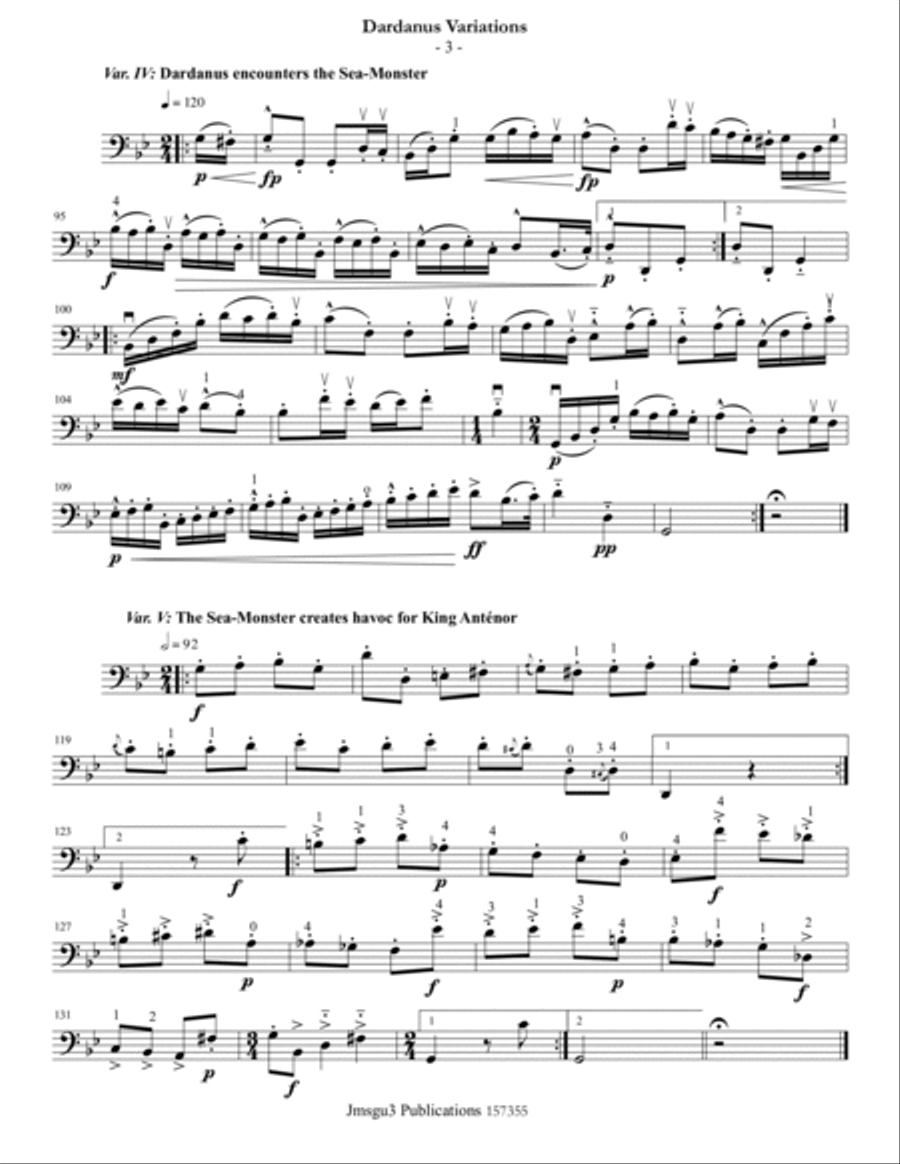 Guthrie: Dardanus Variations for Solo Cello Cello Solo scores gallery preview page 3