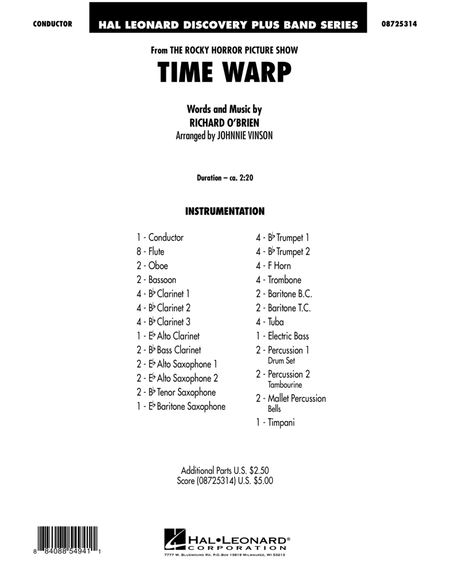 Time Warp (from "The Rocky Horror Picture Show") - Full Score