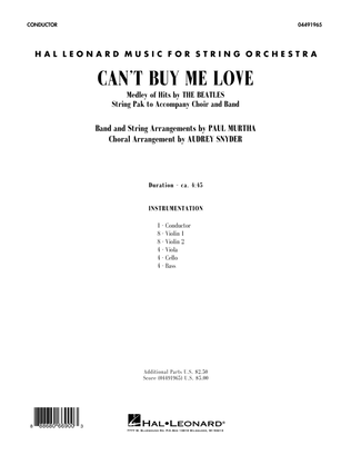 Book cover for Can't Buy Me Love - Conductor Score (Full Score)
