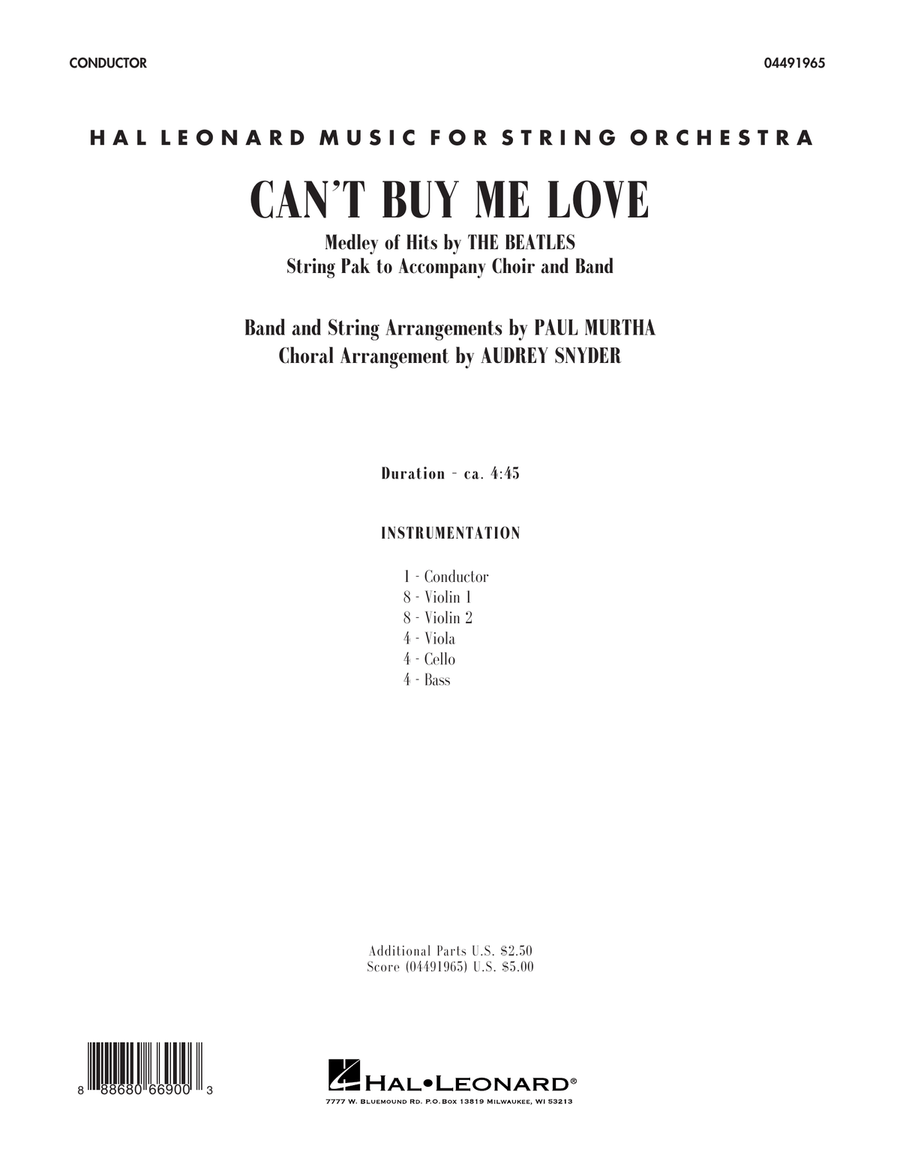 Can't Buy Me Love - Conductor Score (Full Score)