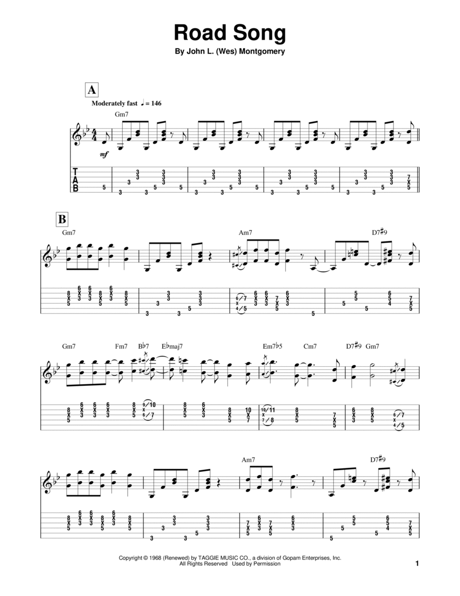 Road Song Road Song Electric Guitar scores gallery preview page 1
