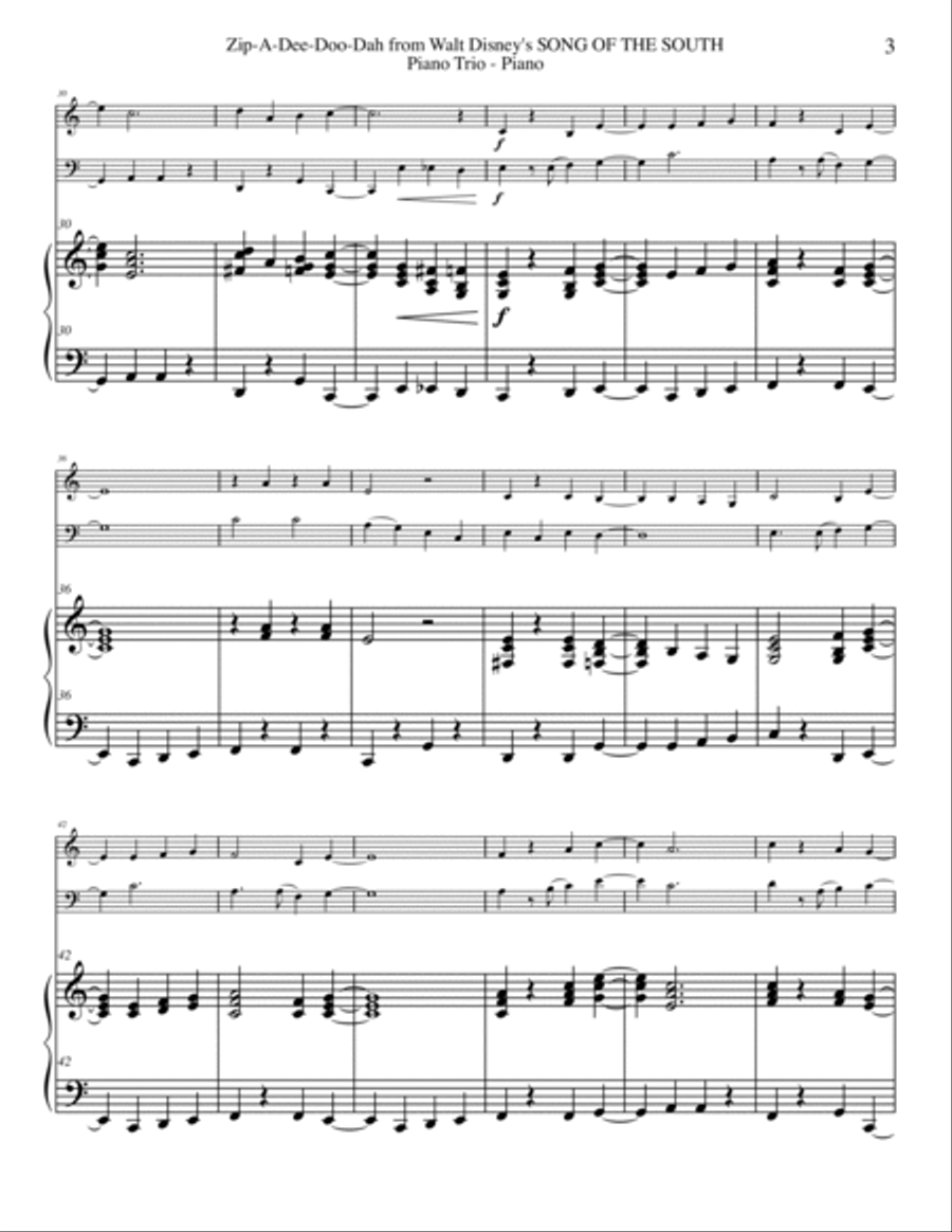 Zip-A-Dee-Doo-Dah Piano Trio scores gallery preview page 3