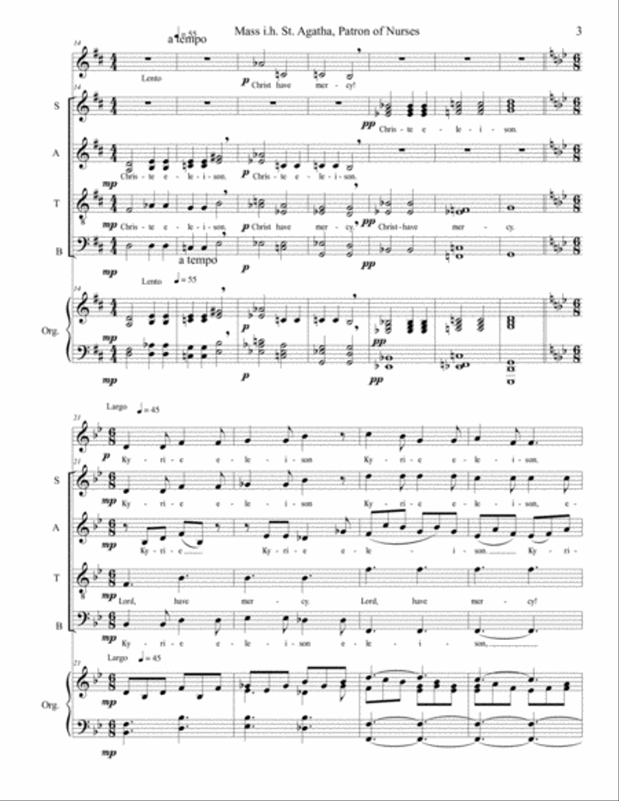 Mass in honor of St. Agatha, Patron of Nurses Piano scores gallery preview page 3