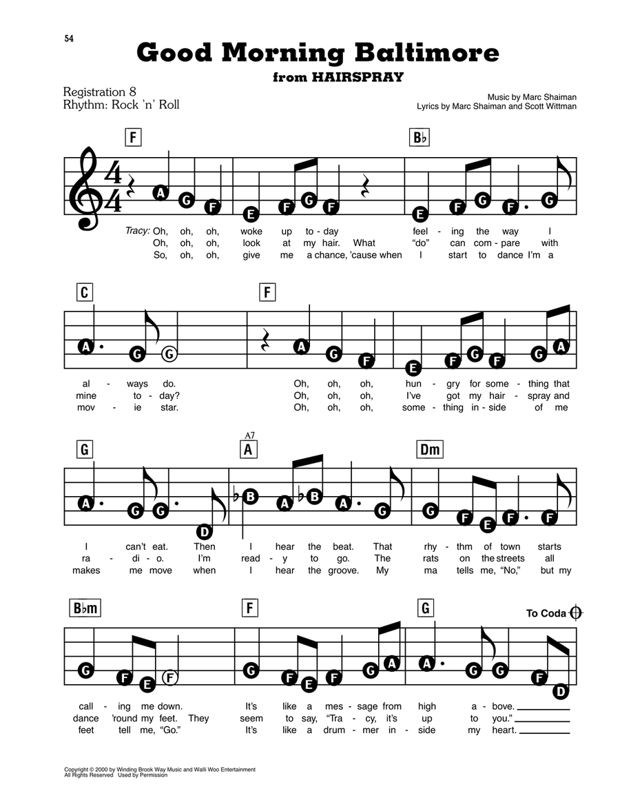 Good Morning Baltimore (from Hairspray) Electronic Keyboard scores gallery preview page 1
