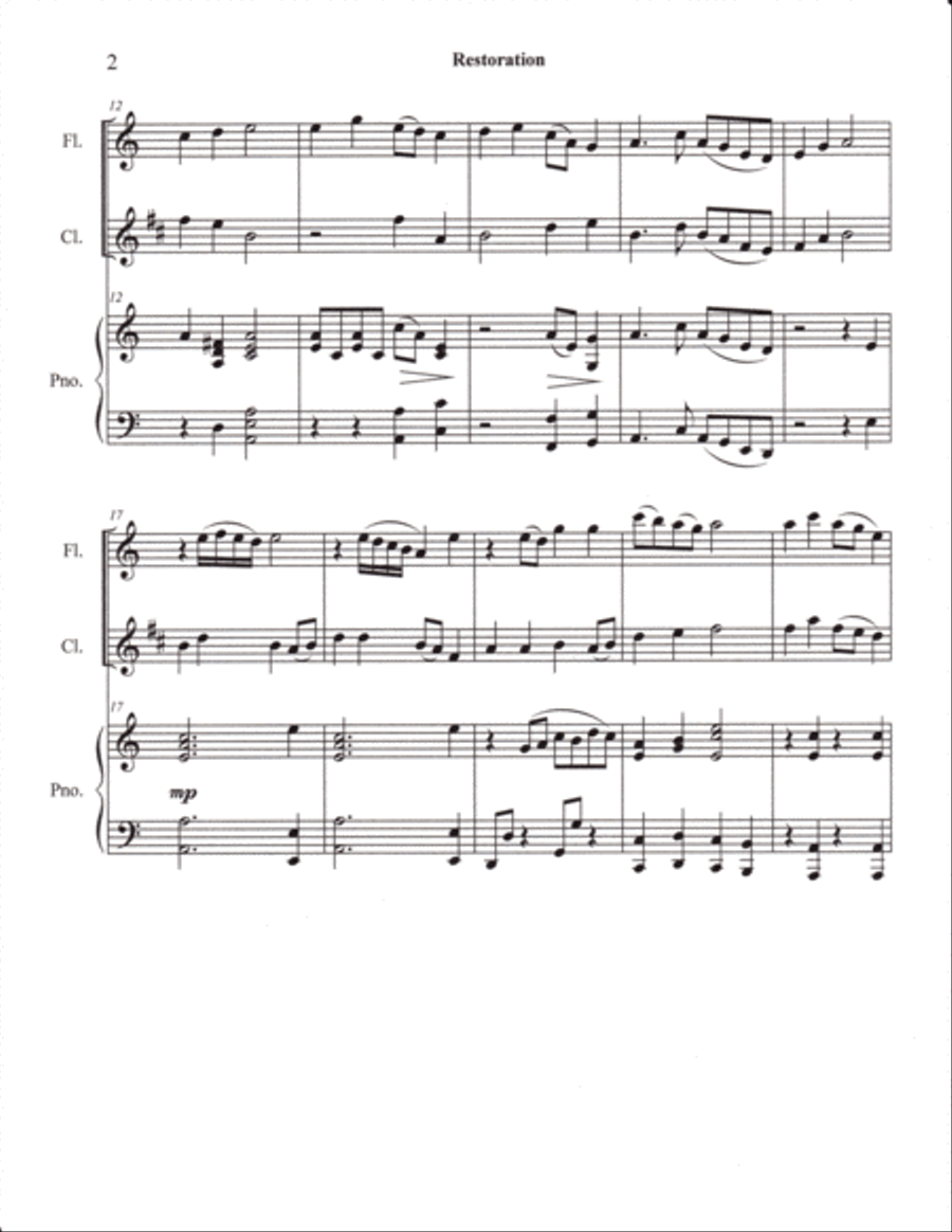 Restoration (Come Ye Sinners) Flute, Clarinet duet, with piano Woodwind Duet scores gallery preview page 2