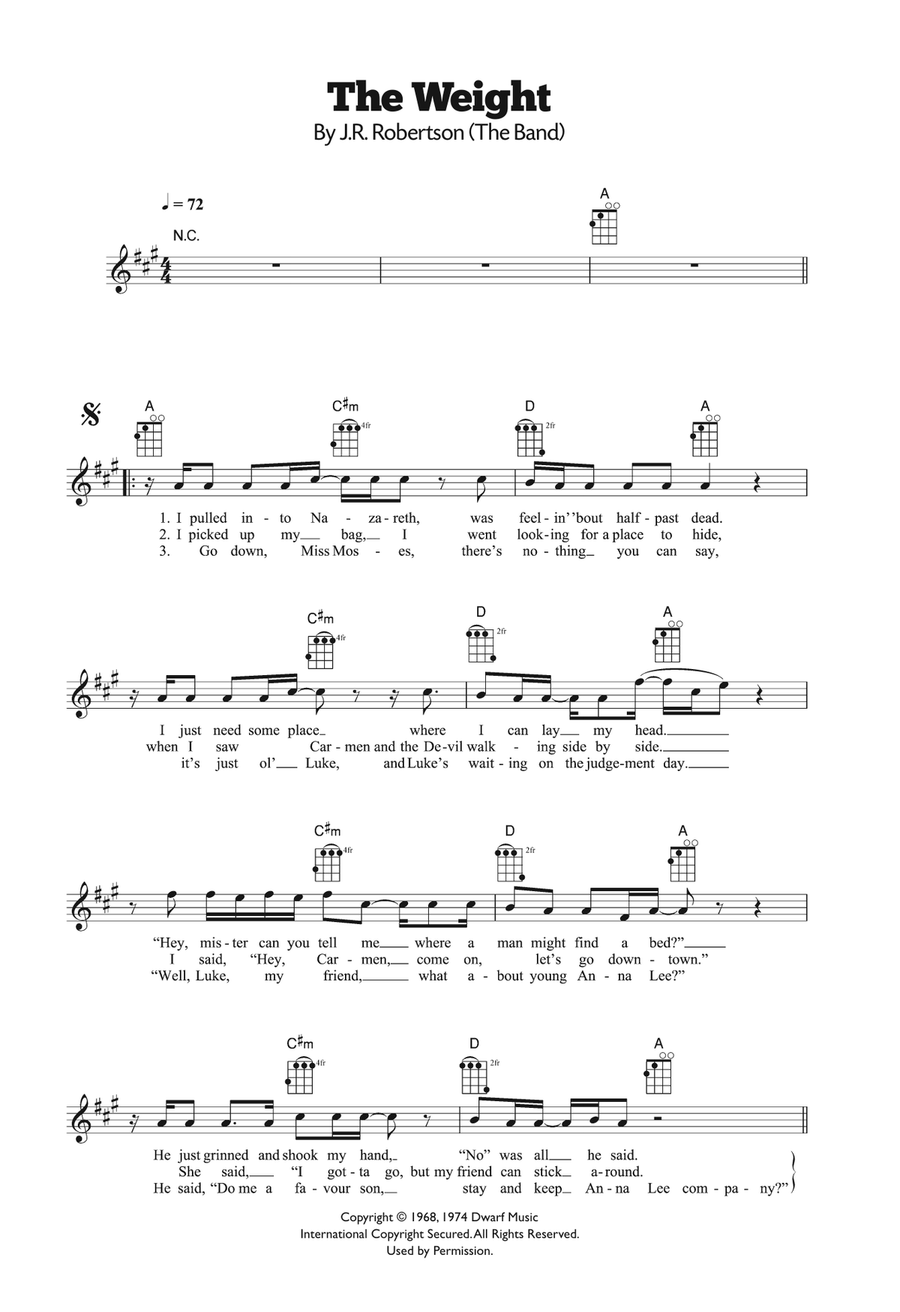 The Weight Ukulele scores gallery preview page 1
