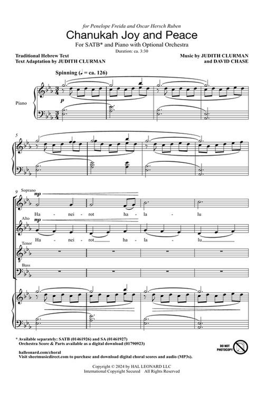 Chanukah Joy and Peace 4-Part scores gallery preview page 4
