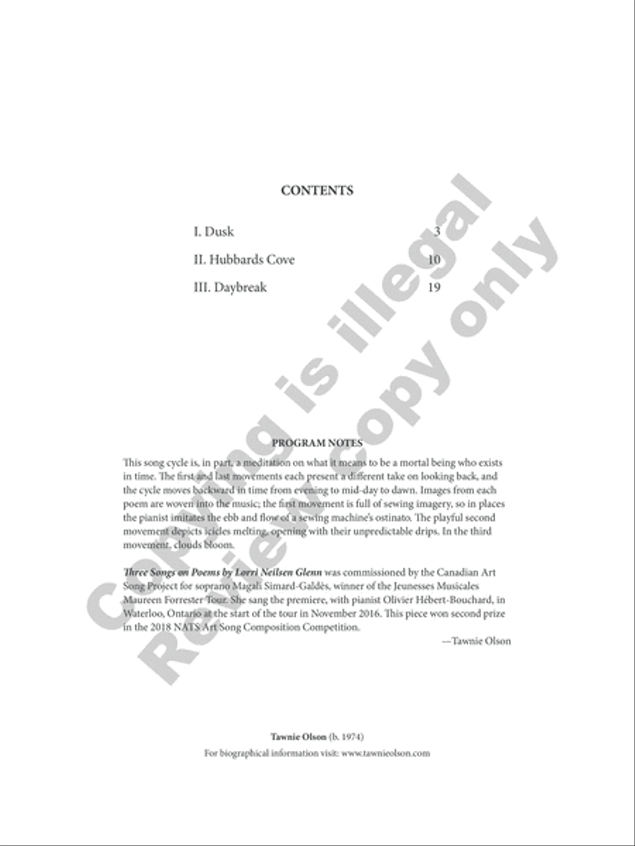 Three Songs on Poems by Lorri Neilsen Glenn Soprano Voice scores gallery preview page 3