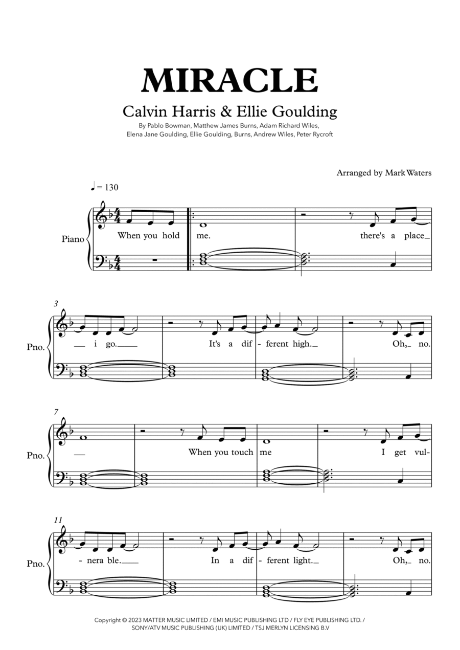 Miracle Miracle Easy Piano scores gallery preview page 1
