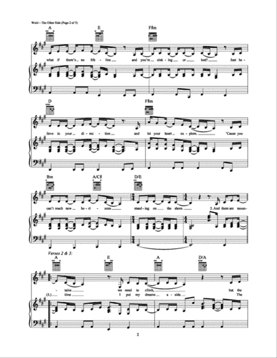 The Other Side The Other Side Piano, Vocal, Guitar scores gallery preview page 2