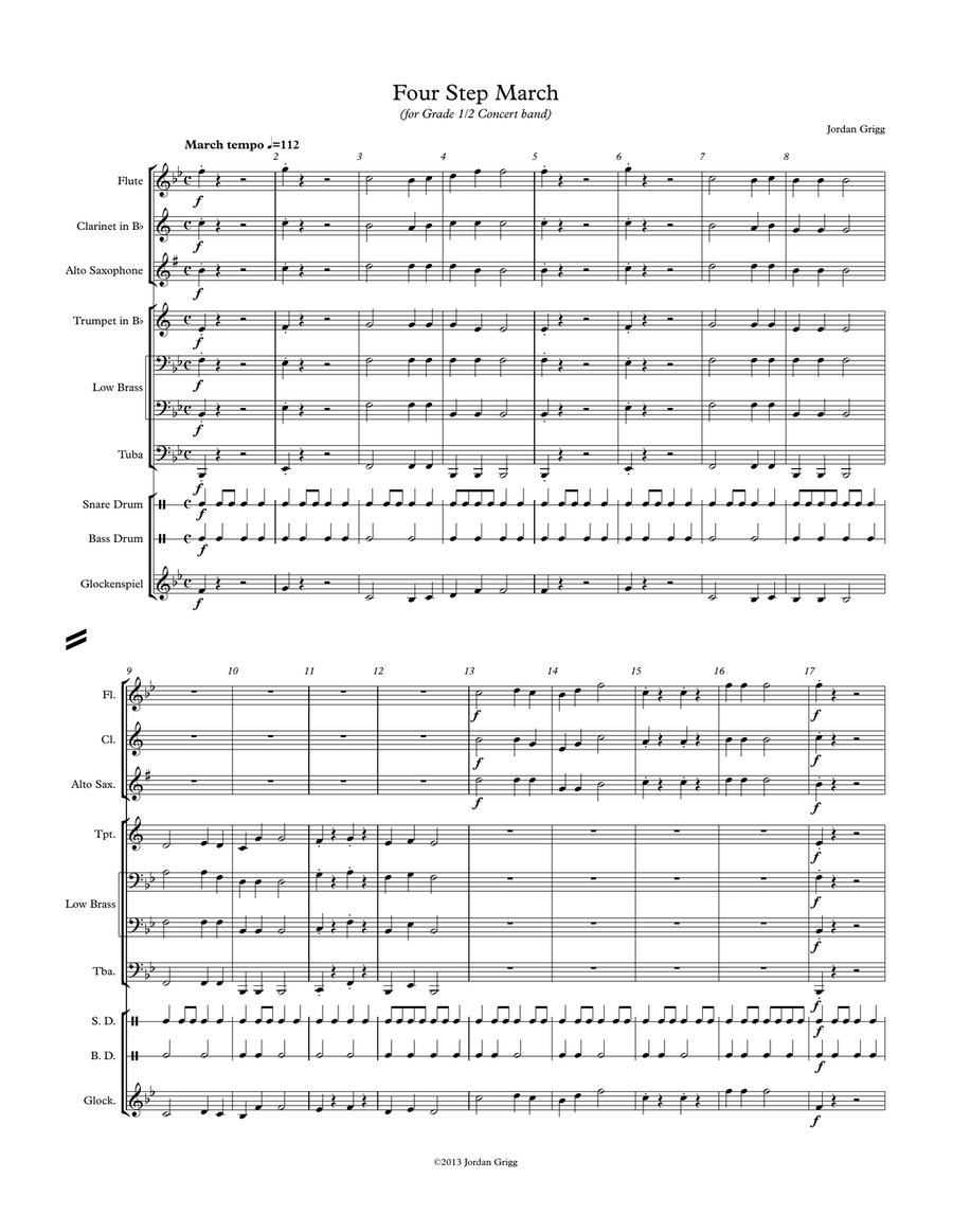 Four Step March (for Grade 1/2 Concert band) Concert Band scores gallery preview page 1