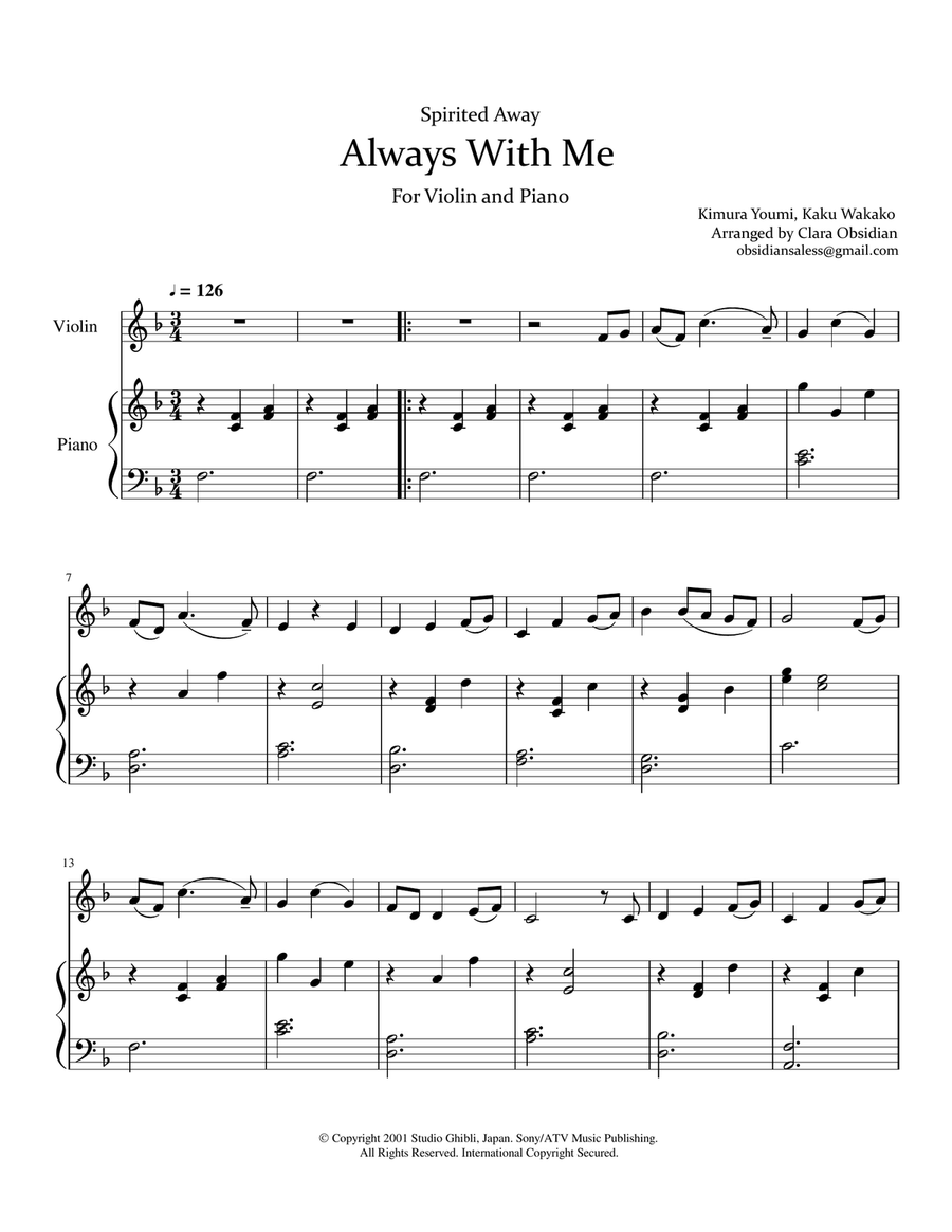 Itsumo Nandodemo (always With Me) Violin Solo scores gallery preview page 3