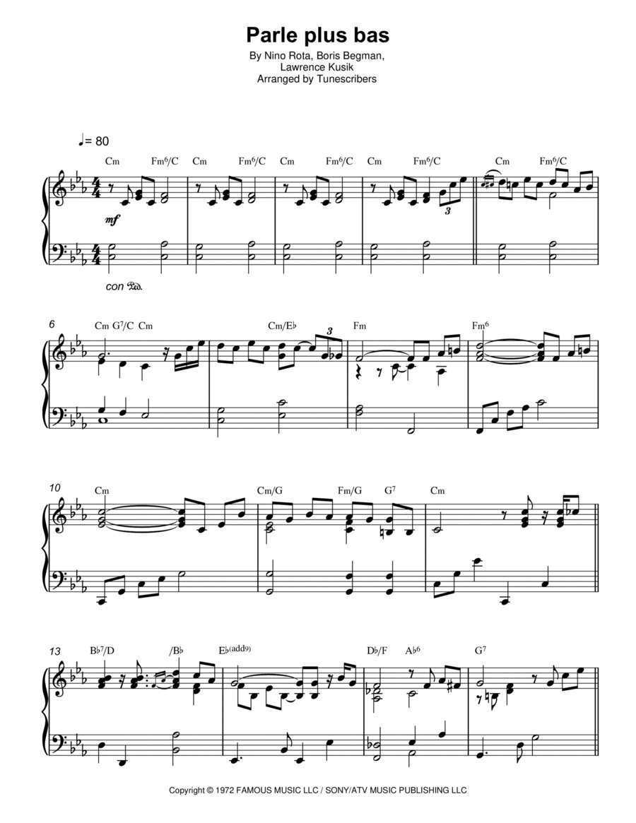 Parle plus bas Piano Solo scores gallery preview page 1