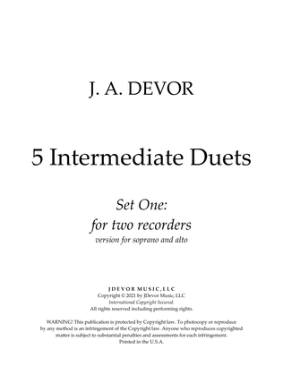 5 Intermediate Duets for two recorders: Set One