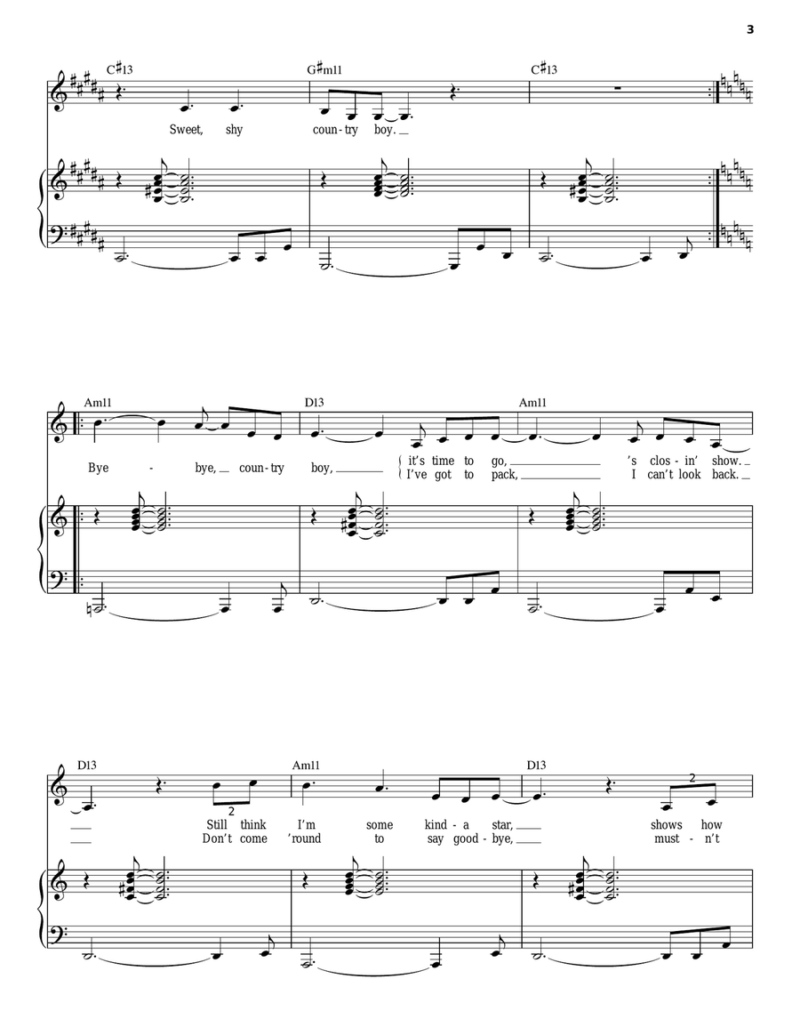 Bye-Bye Country Boy Piano, Vocal, Guitar scores gallery preview page 3