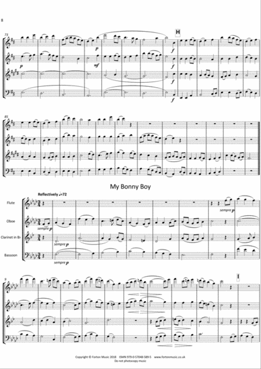 Five More Traditional FolkSongs Woodwind Quartet scores gallery preview page 5
