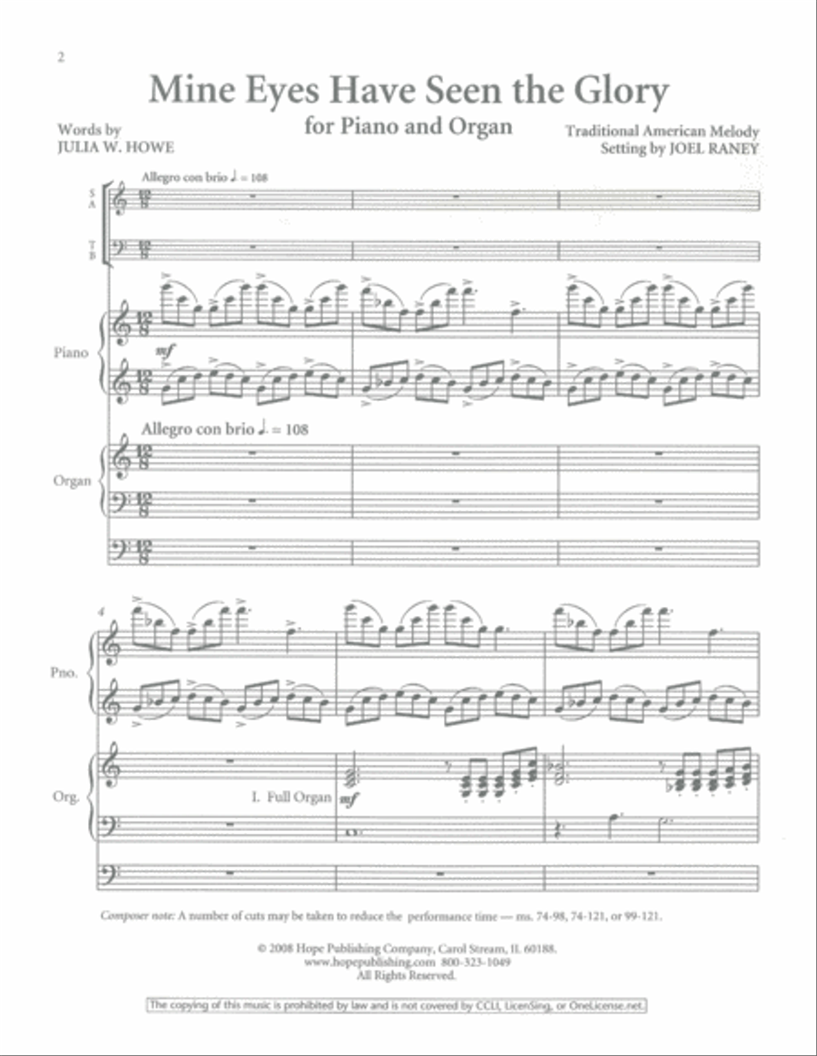 Mine Eyes Have Seen the Glory Organ scores gallery preview page 2