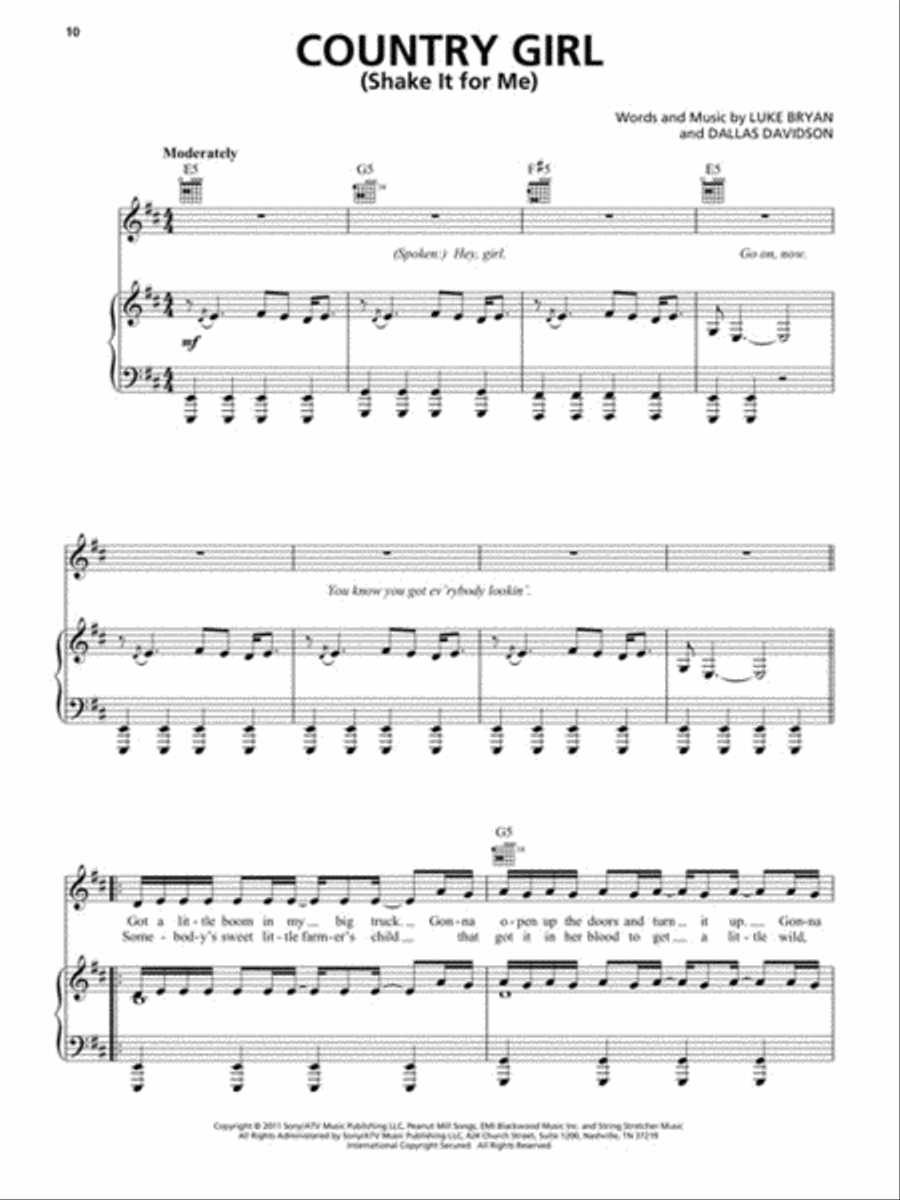 Best of Luke Bryan Piano, Vocal, Guitar scores gallery preview page 4