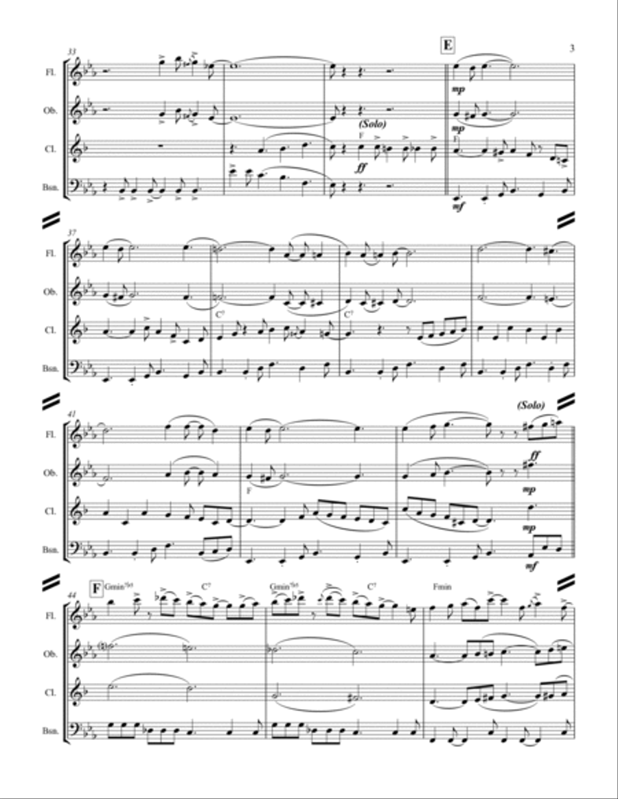 Blue Christmas Woodwind Quartet scores gallery preview page 4