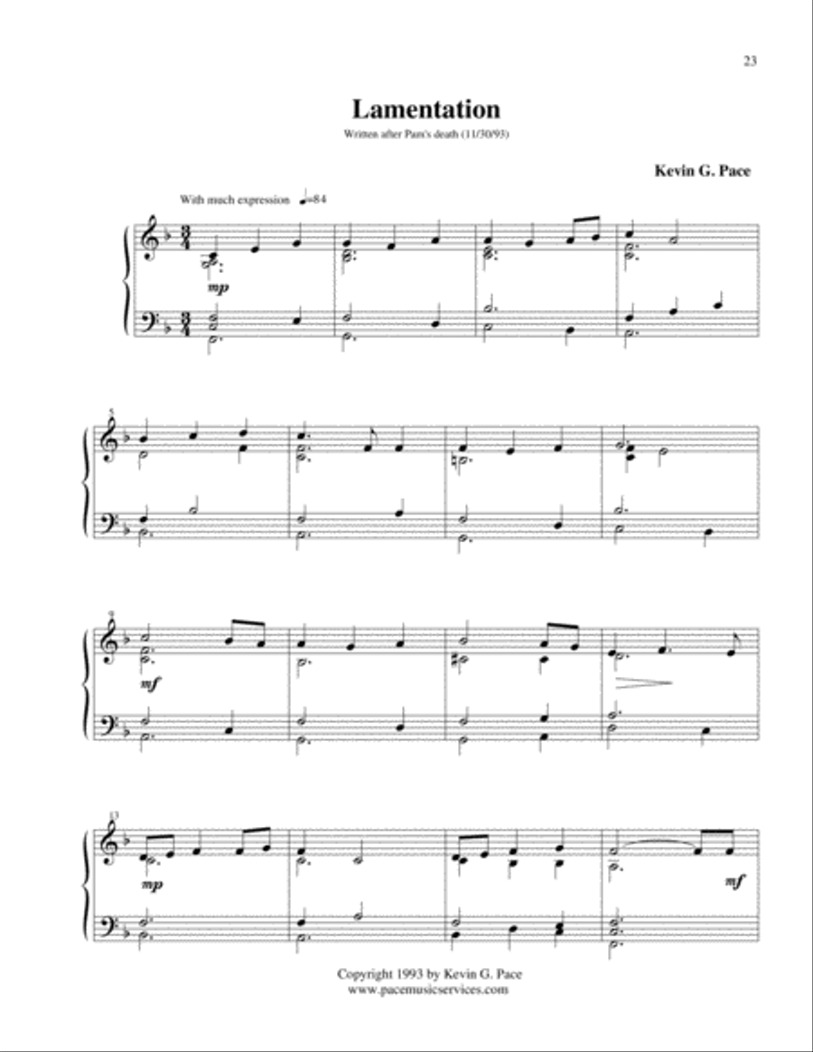 Lamentation - original piano solo Piano Solo scores gallery preview page 2
