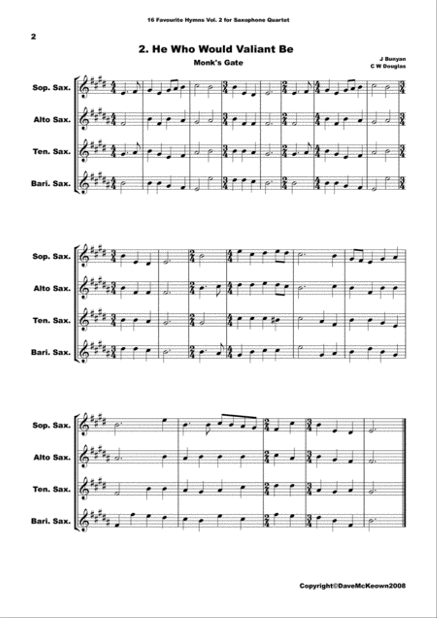 16 Favourite ﻿Hymns for Saxophone Quartet (Vol 2.) Saxophone Quartet scores gallery preview page 3