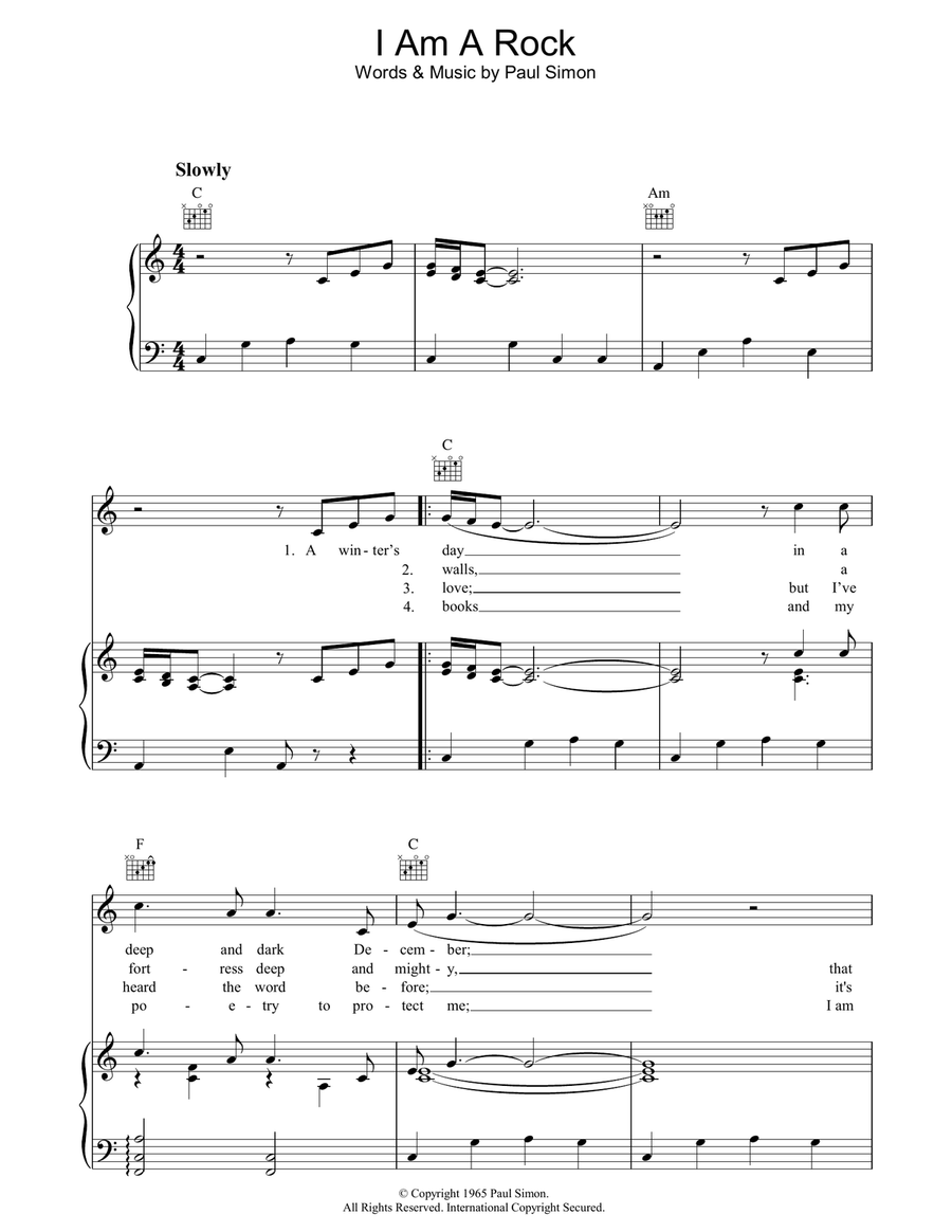 I Am A Rock Piano, Vocal, Guitar scores gallery preview page 1